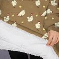 thumbnail image 3 of Oversized Wearable Blanket Hoodie,Beige Chicken Pattern Sherpa Blanket Hoodie with Super Pockets,Super Warm Fuzzy Pullover for Women & Men, 3 of 6