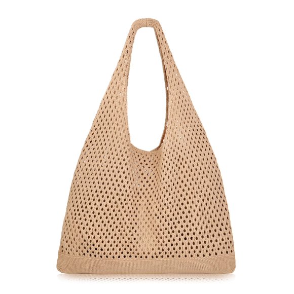 Bolso de Playa COOKOOKY de Malla de Crochet para Mujer en Caqui