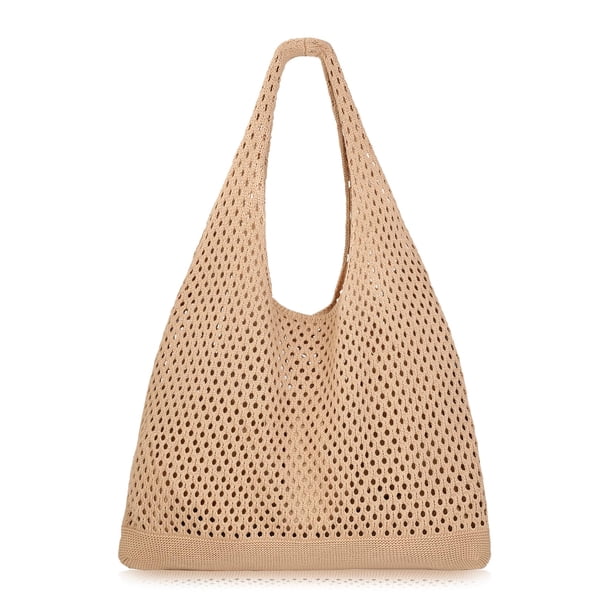 Bolso de Playa COOKOOKY de Malla de Crochet para Mujer en Caqui