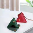 thumbnail image 7 of Small and Cute New Solid Color Portable Coin Change Leather Coin Purse Triangular Wallet Storage Bag GREEN, 7 of 7