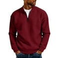 thumbnail image 2 of Juesizh Waffle Long Sleeve Shirt for Mens Plus Size Quarter Zip Pullover Shirts Trendy Casual Solid Color Tee Tops, S-3XL, 2 of 3