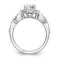 thumbnail image 2 of Solid 14K White Gold Round Diamond Side-Stones with CZ Cubic Zirconia Center Stone Halo Engagement Ring Size 7.5, 2 of 8