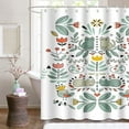 thumbnail image 6 of Shower Curtain Funny Swedish Folk Cartoon Cats Birds and Flowers Ethnic Waterproof Polyester Fabric 72 x 72 Inches Set with Hooks, 6 of 6