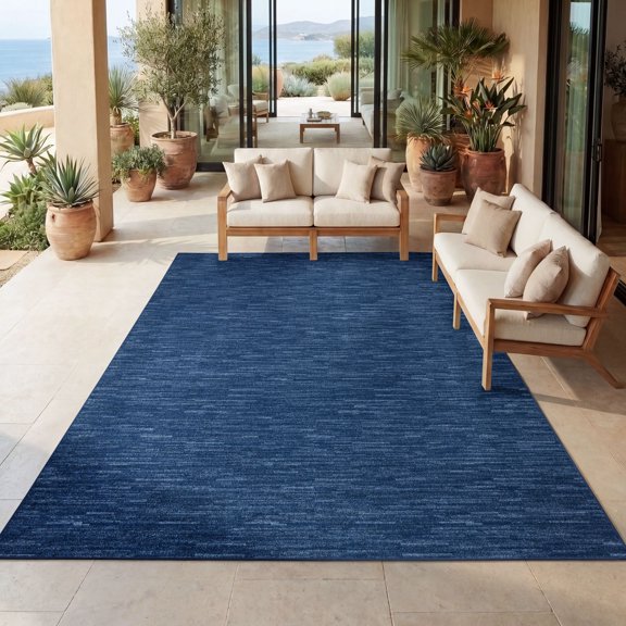 Nourison Essentials Easy Care Navy Blue 12' x 15' Area Rug, (12x15)