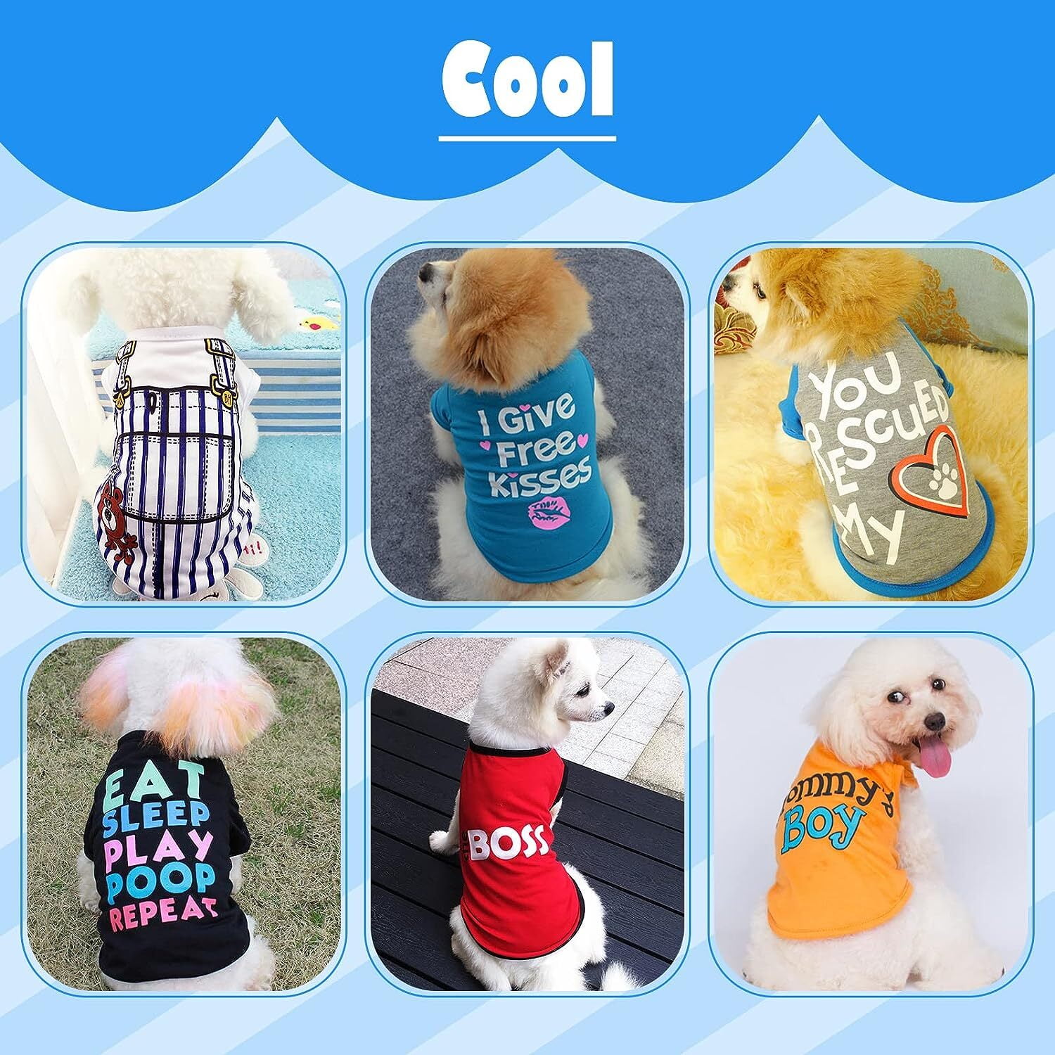 6 Pack Dog Clothes for Small Dogs Boy and Girl, Soft and Breathable Puppy Kitten Dog Shirts with Letters for Pet Dogs Cats, Summer Dog T-Shirts Apparel Sleeveless Vests for Chihuahua Yorkies