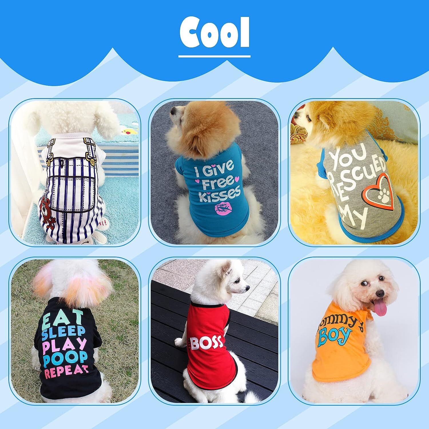 KATOLK 6-Pack Dog T-Shirts, Sleeveless Vests for Small Dogs photo 3