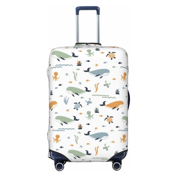 Kdxio Sea Creatures Pattern Luggage Cover for Travel,Elastic and Durable,Fits 18-32 Inch,-No luggage included