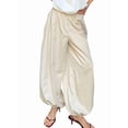 thumbnail image 3 of Women'S Casual Cotton Baggy Pants with Elastic Waist Relax Fit Lantern Trouser Color M, 3 of 10