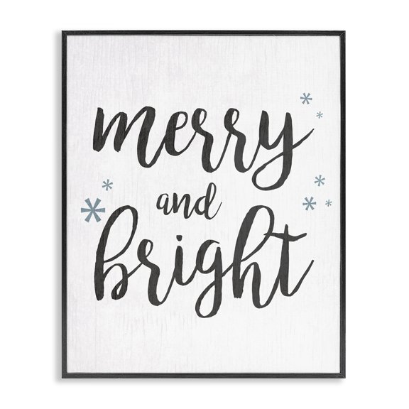 Stupell Industries Rustic Lodge Merry and Bright Winter Snowflakes Black Framed Giclee Art, 16 x 20, by Anna Quach