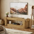 thumbnail image 4 of Finmind 63" Solid Wood TV Stand for Television up to 75", Farmhouse Entertainment Center with Storage Shelves, for Living Room, Bedroom, Rustic Brown, 4 of 9