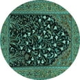 thumbnail image 1 of Ahgly Company Indoor Round Animal Turquoise Blue Traditional Area Rugs, 4' Round, 1 of 4