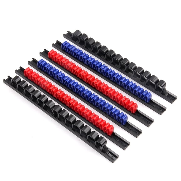 CASOMAN 6 Piece Screwdriver Organizer and Wrench Organizer, Tool Holder Rail with Clips for Tool Box & Wall Mount