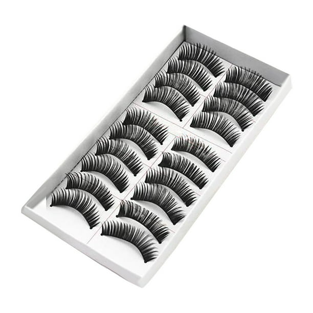 Pares de pestañas postizas largas y gruesas para mujer, naturales, hechas a mano, 10 unidades