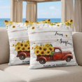 thumbnail image 5 of 16x16 Pillow Covers Set of 2, Sunflower Truck Square Throw Pillow Covers for Couch/Sofa/Living Room, Elegant Yellow Floral Summer Botanical Wooden Decorative Soft Pillowcases for Couch Throw Pillows, 5 of 9