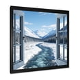 thumbnail image 2 of Designart "Mountain View in Winter from Window" Landscapes Framed Wall Art Decor - Traditional Blue Winter Landscape Bedroom Framed Canvas Wall Art, 2 of 6