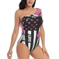 thumbnail image 3 of Sikiie Ribbon Breast Cancer Awareness Print Women One Piece Swimsuits Tummy Control One Shoulder Bathing Suits Ruffle Swimwear, From S to XXL-Large, 3 of 6