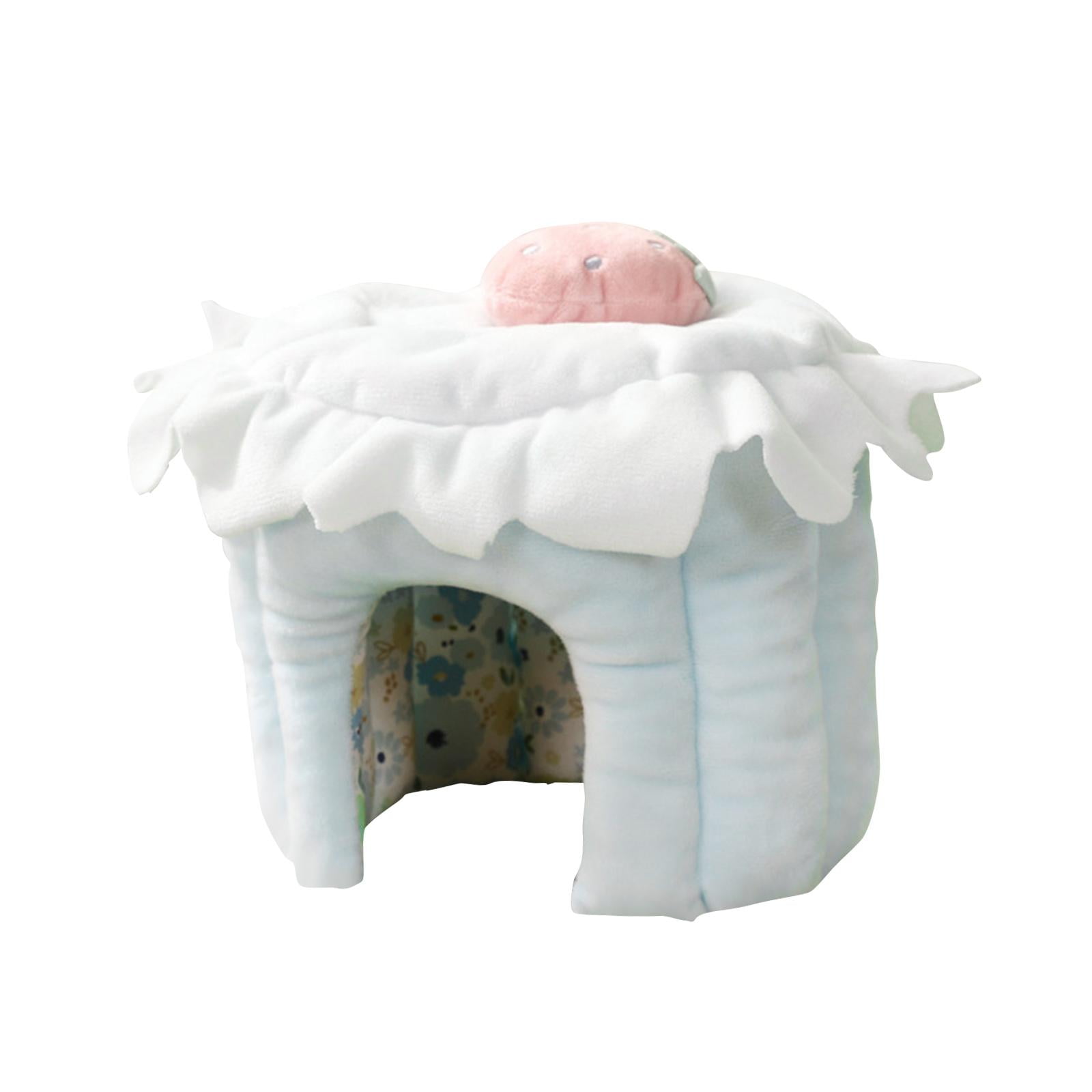 perfeclan Hamster House, Guinea Pig Hideout Cute Sleeping Warm Cave Guinea Pig House for Hedgehogs Hamster Ferrets Small Animal s Blue S