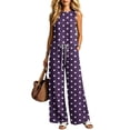 thumbnail image 5 of BRELIL Women Two Piece Sets Polka Dot Boho Vacation Outfits Round Neck Sleeveless Tank Top Wide Leg Long Pants Casual Loose Lounge Matching Set, Purple XL, 5 of 6