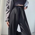 thumbnail image 1 of Pantalones de traje de verano para mujer, pantalones casuales rectos con colgante de alta calidad, pantalones pequeños de seda de hielo con pierna ancha, 1 of 2