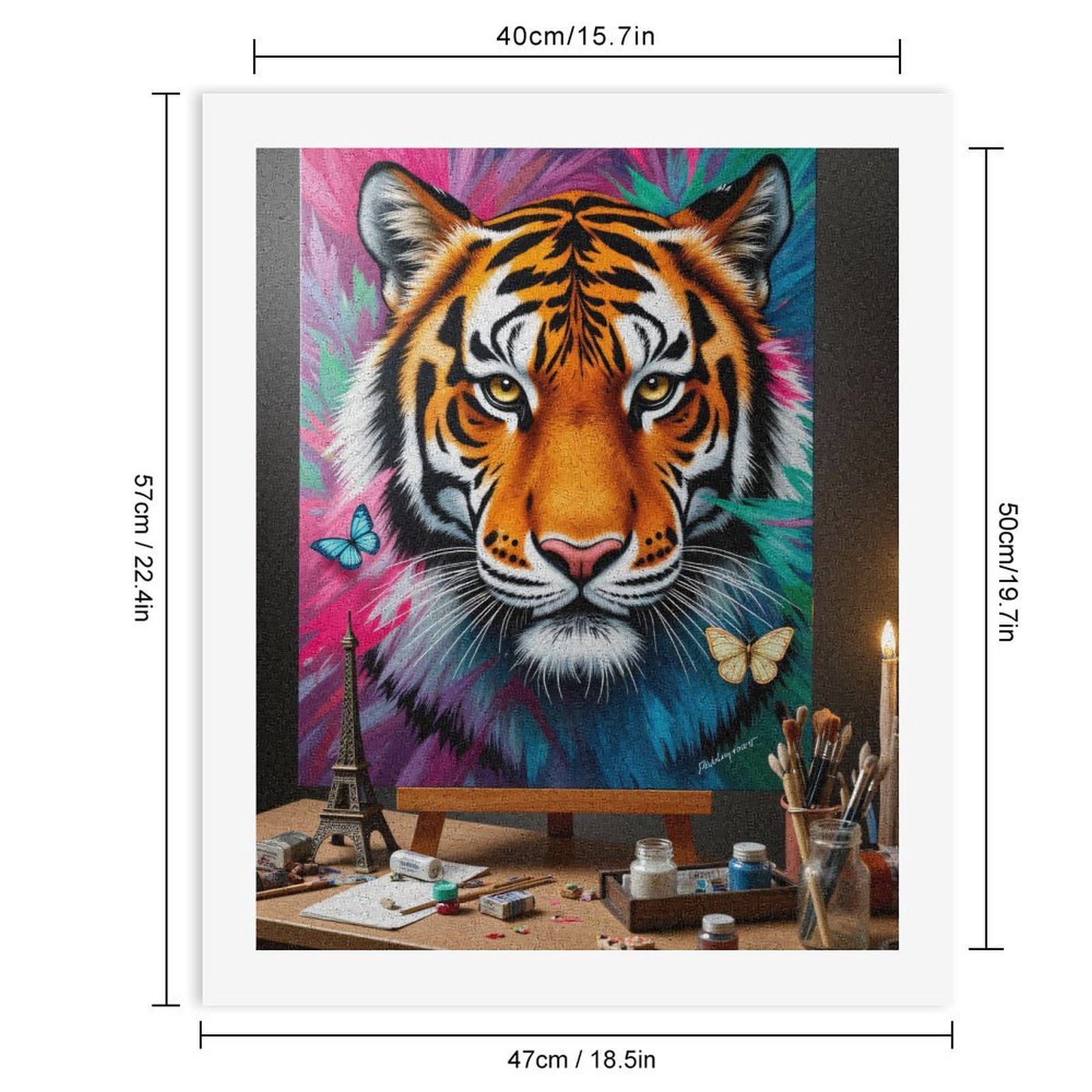Paint By Numbers Kit for Adults Beginner - Tiger Canvas Vivid Colors Art Supplies DIY Canvas Painting Kits for Adults, Frameless Paint By Number for Adults for Home Wall Decor 16x20 Inch