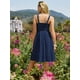 thumbnail image 5 of Vestido Belle Poque vintage sin mangas en forma de A Swing, azul marino, 5 of 7