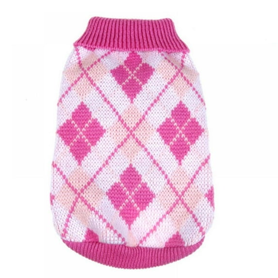Dog Sweater for Small Medium Dogs Pup Plaid Knitwear Turtleneck Pullover Coat Cold Weather Knitting Jacket with Leash Hole Puppy Warm Knitted Vest Pet Clothes Apparel for Autumn/Fall & Winter
