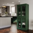 thumbnail image 4 of Palace  Imports 100% Solid Wood 32" Pantry Cabinet with Frosted Glass Doors, 2-Drawers and Adjustable Shelves, Green, 4 of 6