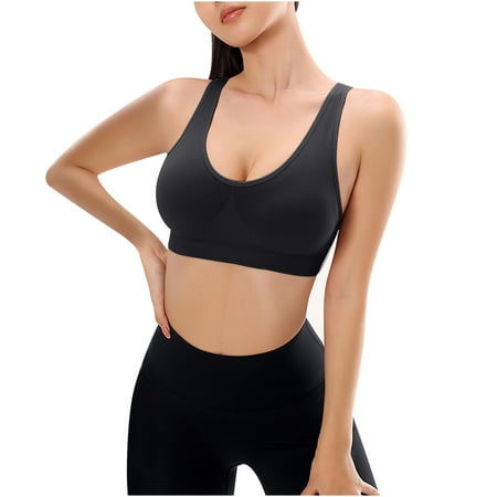 

REORIAFEE Sports Bra for Women Sports Underwear Fall Yoga Wear Running Training Vest Breasted Bra Black XL