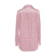 thumbnail image 7 of Pink Women Shirts, Women'S Satin Button Down Shirts Roll Up Long Sleeve Lapel V Neck Printed Casual Work Blouses Tops,Women Shirts S, 7 of 7