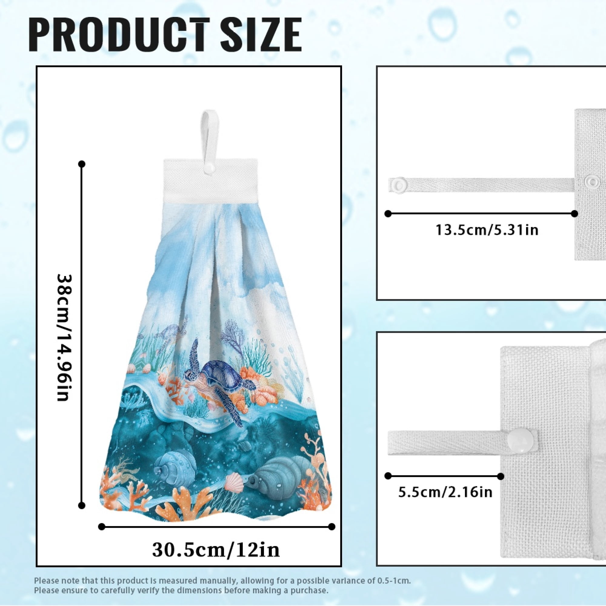 ZIATUBLE Ocean Turtle Kitchen Hand Towels Breathable Dish Towel Hand Towels Fast Drying Bathroom Hand Bath Towel Set of 3 Reusable Hanging Dual-Purpose Hand Towel Decor Accessories