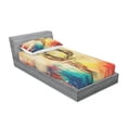 thumbnail image 3 of Ambesonne Colorful Fitted Sheet & Pillow Sham Set, Vintage Grunge Parrot, Full, Multicolor, 3 of 3