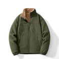 thumbnail image 2 of Timoontee Men's Winter Coats Casual Comfy Sherpa Lined Jacket Warm Thickened Fleece Coats Solid Lapel Jacket Coat Zip Up Outerwear with Zip Pocket Army Green L, 2 of 3