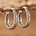 thumbnail image 3 of 925 Sterling Silver Vintage Filigree Hoop Earrings for Women Floral Flower Heart Clip-on Small Huggie Hoop Earrings Lightweight Oval Hoop Earrings Jewelry Christmas Gifts for Mom, 3 of 14