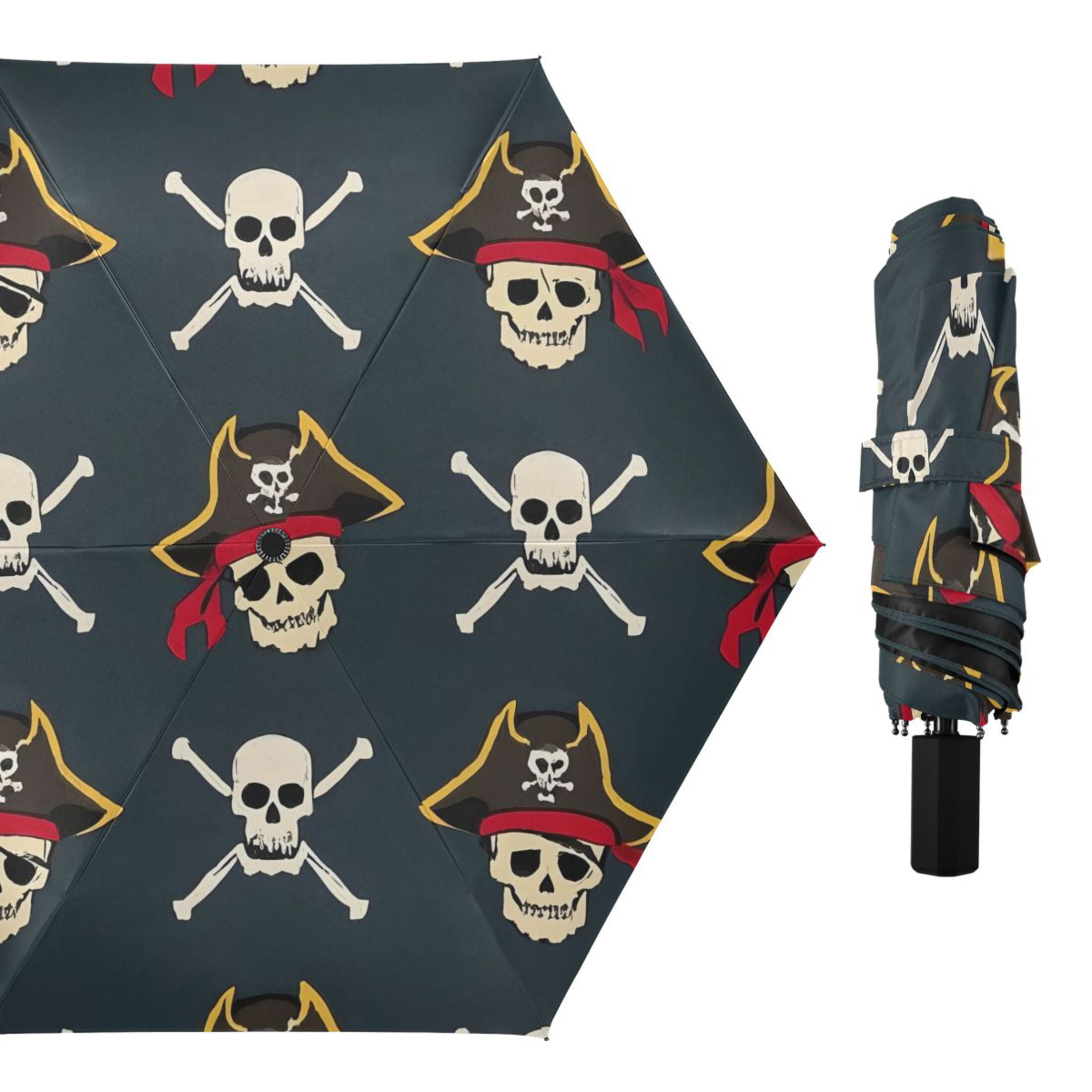 ALAZA Cool Skull Pattern UPF 50+ Compact Folding Umbrella for Rain Travel Umbrella Packable