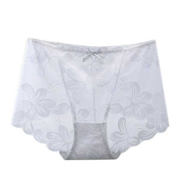Gibobby Conjuntos de Lencería File Breifs Cintura Tamaño libre Mujeres Plus Encaje abierto Sexy Low Bragas Íntimos(Blanco, XL)