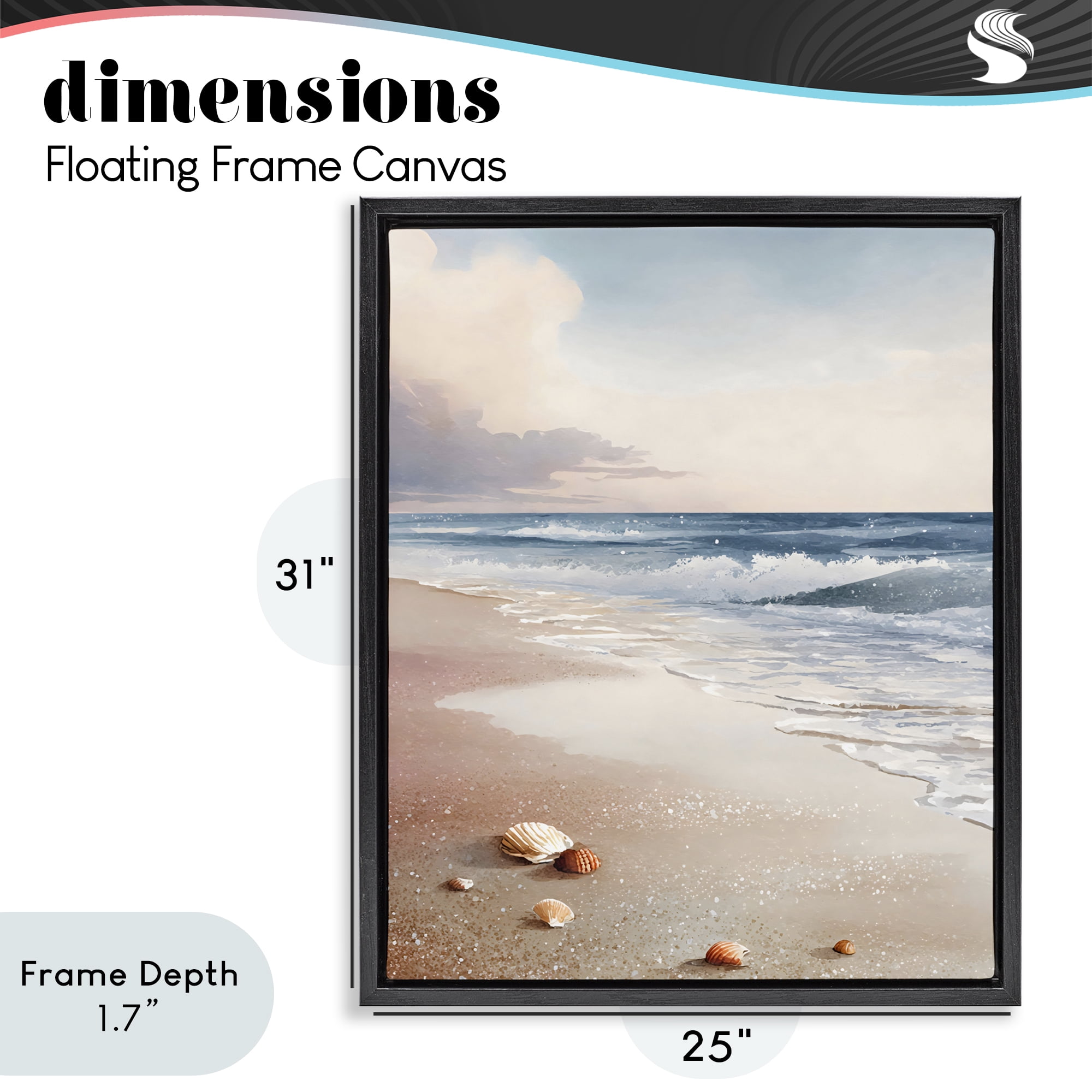 Stupell Industries Washed Up Seashells Black Framed Floater Canvas Wall Art, design by Franklyn Gregory