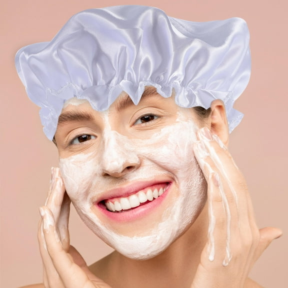 AURARMLET 2Set Satin Sleep Caps White Polyester Simple Shape Single Layer Hat