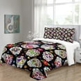 thumbnail image 4 of Skeleton Duvet Cover With Pillowcases Gothic Print Bedding With Zipper Closure Soft Microfiber Duvet Cover Single, 4 of 5