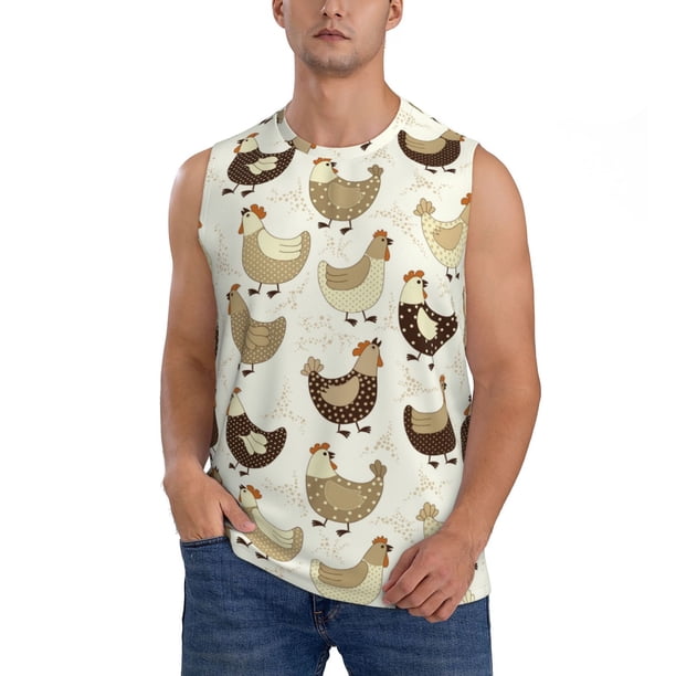 Balery Funny Chicken Camisetas sin mangas para hombre, absorbe la humedad y protege contra el mal olor.-XX-Large