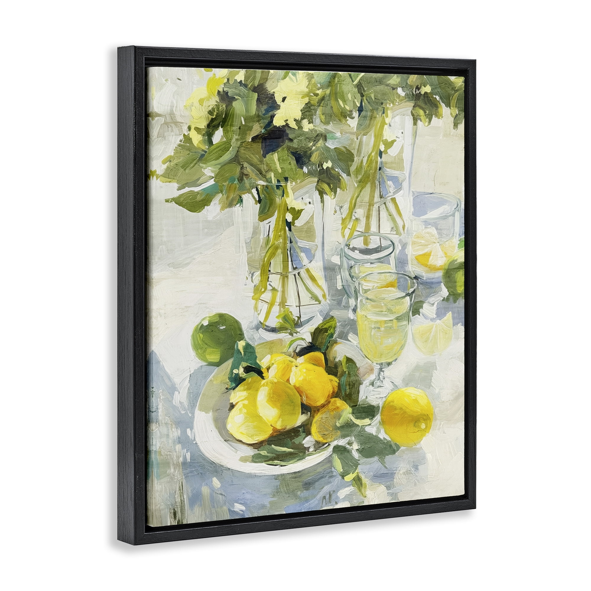 Stupell Industries Fresh Kitchen Lemons Spread Black Framed Floater Canvas Wall Art, design by Annabelle Hall