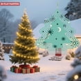 thumbnail image 2 of Stylish Metal Hanging Christmas Tree Wind Spinner - Teal Background with White Concentric Lines Snowflakes Design for Garden Decor, 2 of 7