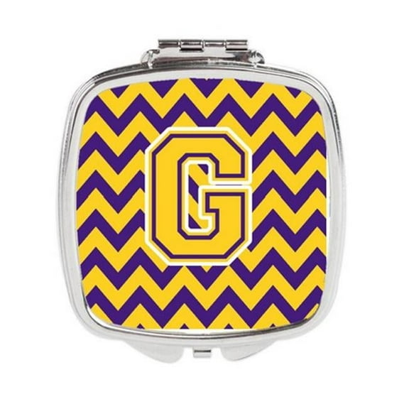 Carolines Treasures Letter G Chevron Purple & Gold Compact Mirror - 3 x 0.3 x 2.75 in.