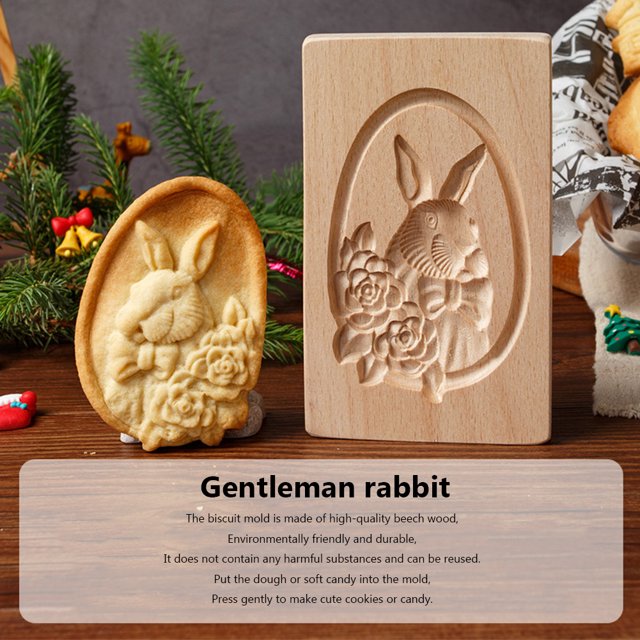 Molde de Cocina madera para galletas, herramientas de formas DIY, molde para hornear en relieve 3D para cocina (K) Ehuebsd Libre de BPA