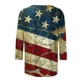 thumbnail image 5 of Aloohaidyvio 2024 Independence Day Tops for Women,3/4 Sleeve Vintage American Flag Shirt,4th of July Summer Patriotic Loose T-shirt, 5 of 5