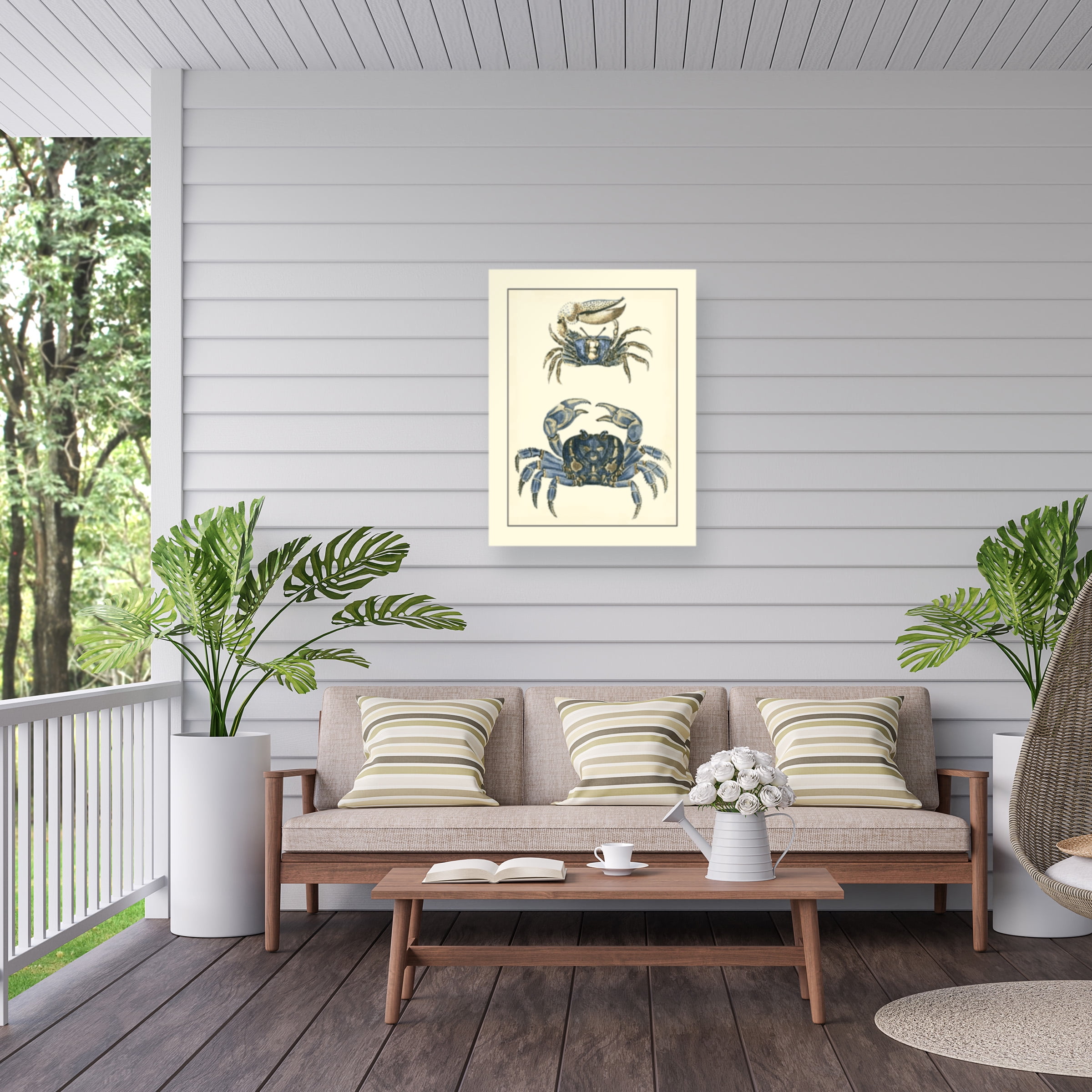 Vision Studio 'Antique Blue Crabs II' Outdoor Canvas 19x19