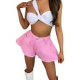 thumbnail image 3 of Women Loose Style Shorts Solid Color Cutting Edge Flared Denim Shorts, 3 of 6