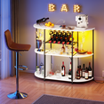thumbnail image 2 of BOSSIN Bar Cabinet with Power Outlet & LED Home,Coffee Bar Cabinet for Liquor,Bar Cart with 4-Tier Storage for Bottles and Glass Holder, 2 of 7