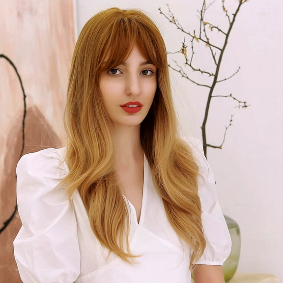 DOPI Human Hair Wigs For Women Black Color Natural Lace Hair Light Brown Tail Wavy Fashion Realistic Wig Female Long Hair C