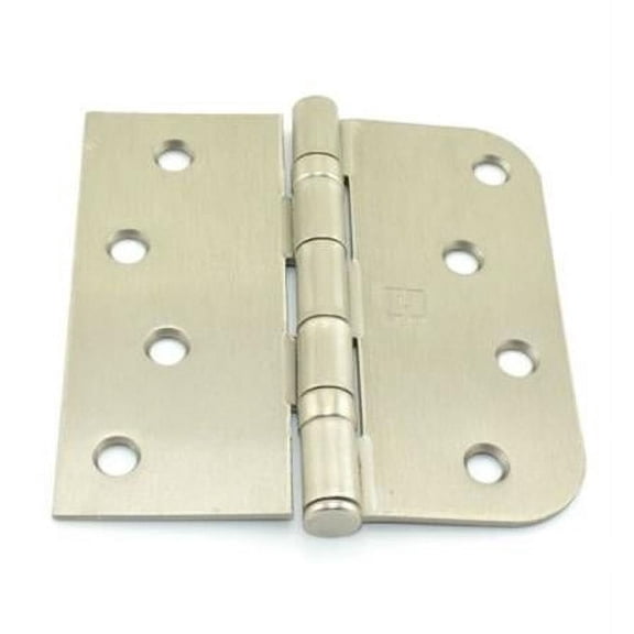 Hager BB1817415EA 4 x 4 in. Left Hand Square by 0.625 in. Radius Full Mortise Residential Weight Ball Bearing Hinge, No. 070562 Satin Nickel