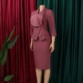 thumbnail image 4 of AURA Plus Size Elegant African Bodycon Midi Dress Large Lapel Three Quarter Sleeve High Waist Work Office Dress, 4 of 10